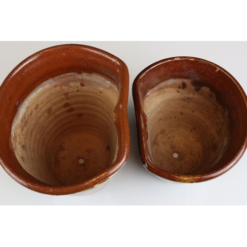 41 - Two Pottery Slipware decorated Plant Pots, tallest 16cms high