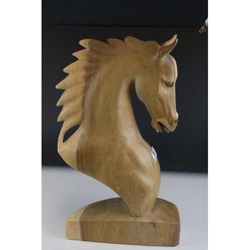 55 - Carved wooden sculpture of a horse's head