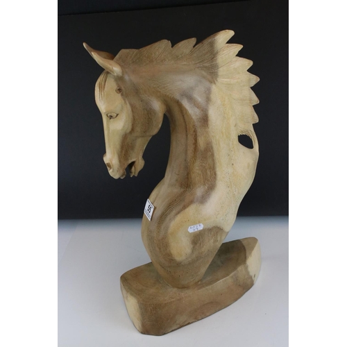 55 - Carved wooden sculpture of a horse's head