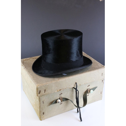 56 - Early 20th century Black Silk Top Hat retailed by C A Dunn & Co, London, inside measurements 19.8cms... 