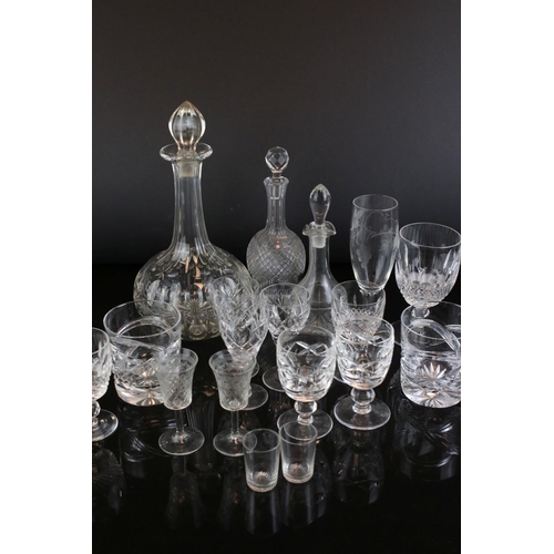 62 - Glassware - Waterford Crystal Cut Glasss Water Jug together with Five Waterford Crystal Wine Glasses... 