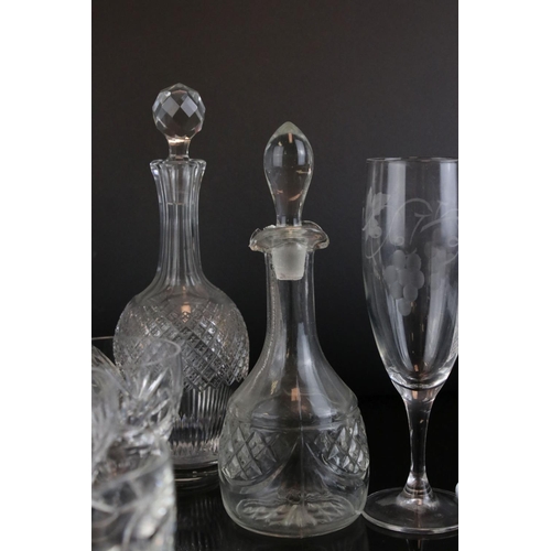 62 - Glassware - Waterford Crystal Cut Glasss Water Jug together with Five Waterford Crystal Wine Glasses... 