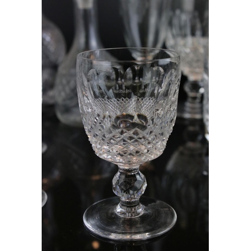 62 - Glassware - Waterford Crystal Cut Glasss Water Jug together with Five Waterford Crystal Wine Glasses... 