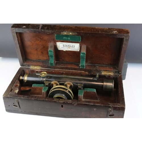 74 - Early 20th century Stanley Theodolite in original wooden fitted case.