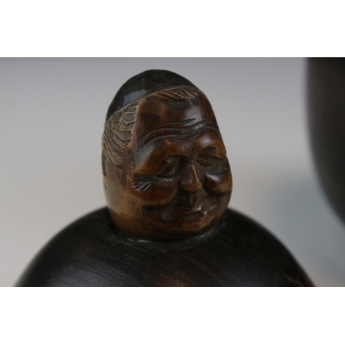 96 - Late 19th / Early 20th century Treen Tea Caddy / Box in the form of a Friar / Monk, raised on three ... 