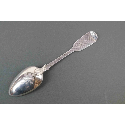 190 - A fully hallmarked sterling silver Victorian table spoon with bright cut decoration, assay marked fo... 