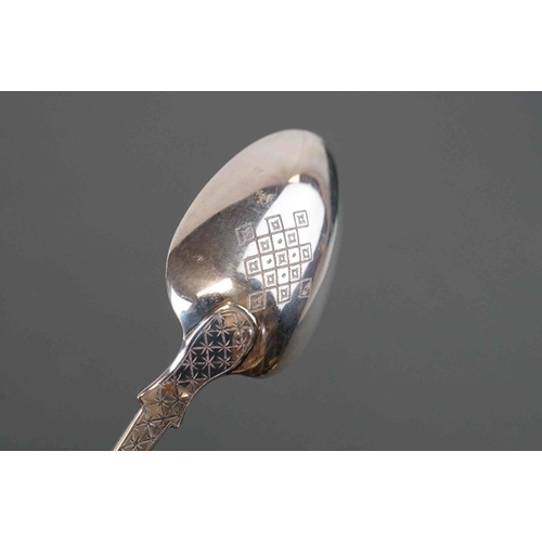 190 - A fully hallmarked sterling silver Victorian table spoon with bright cut decoration, assay marked fo... 