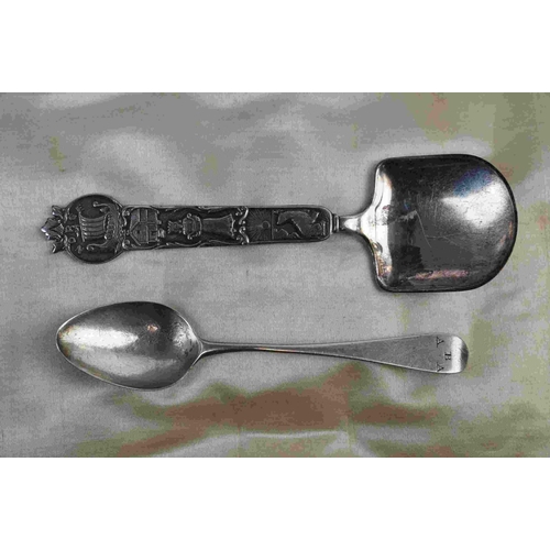 195 - A collection of hallmarked sterling silver to include spoons and a trophy together with a Norwegian ... 