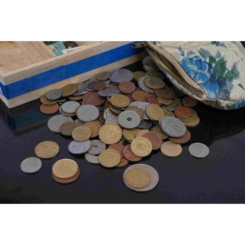 214 - A collection of coins to include British pre-decimal and foreign examples together with a quantity o... 