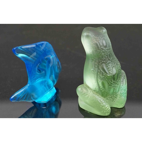 219 - Two boxed Lalique glass ornaments to include a fish and a frog.