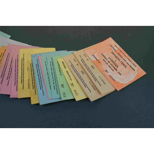 229 - Football - Swindon Town FC, 30 match tickets 1969-72, mostly homes, v Liverpool, Aston Villa, AS Rom... 