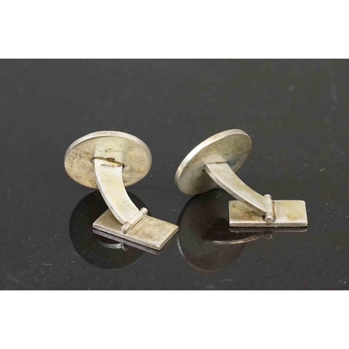 245 - A pair of Scandinavian Atelier Borgila Sterling silver cufflinks, fully hallmarked to reverse with E... 