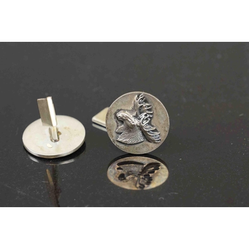 245 - A pair of Scandinavian Atelier Borgila Sterling silver cufflinks, fully hallmarked to reverse with E... 