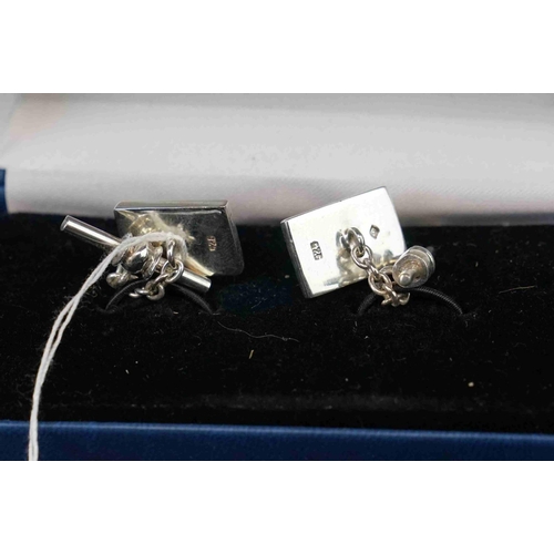 250 - Pair of silver and enamel Masonic style cufflinks, stamped 925