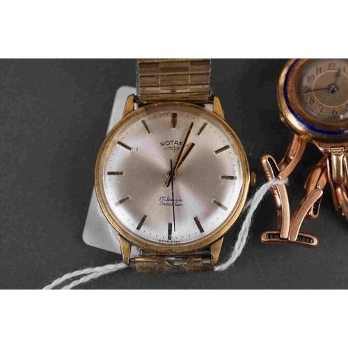 253 - A vintage gents Rotary 17 jewel watch together with a ladies 9ct gold cased watch.