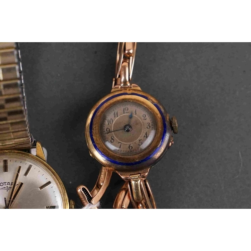 253 - A vintage gents Rotary 17 jewel watch together with a ladies 9ct gold cased watch.