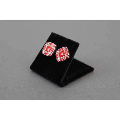 264 - Pair of silver and enamel stud earrings