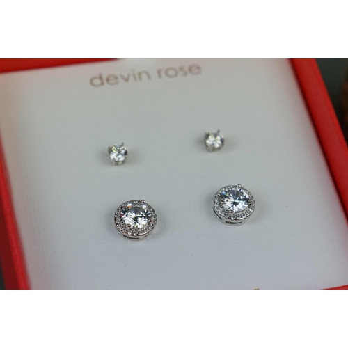 278 - Boxed set of Devon Rose sterling silver & Swarovski stud earrings