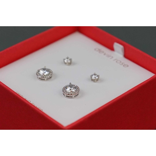 278 - Boxed set of Devon Rose sterling silver & Swarovski stud earrings