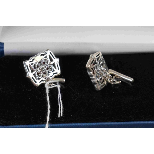 283 - Pair of silver, amber style cufflinks, stamped 925