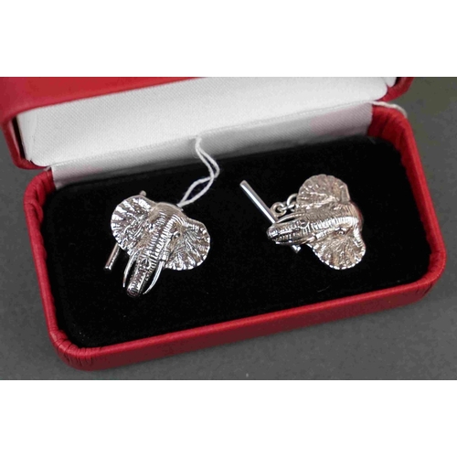 284 - Pair of silver elephant cufflinks, stamped sterling