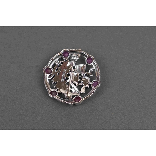 303 - Silver brooch, in the form of a ship, set with rubies, stamped sterling