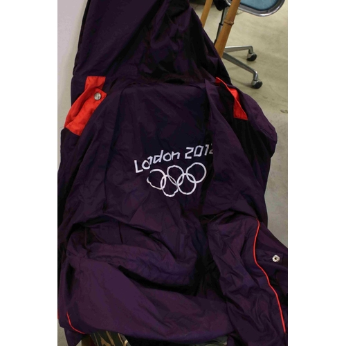 103 - Group of 2012 Adidas Olympic clothing to include T shirts x 2, trousers x 2, and waterproof jackets ... 