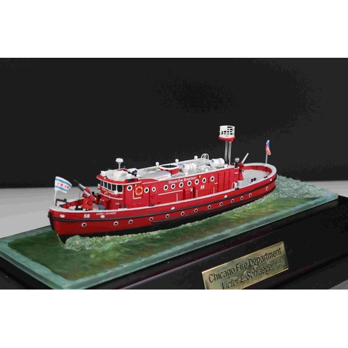 121 - Diecast Metal Chicago Fire Department ' Victor L Schlaeger ' Model of a Fire Boat held on a Stand si... 