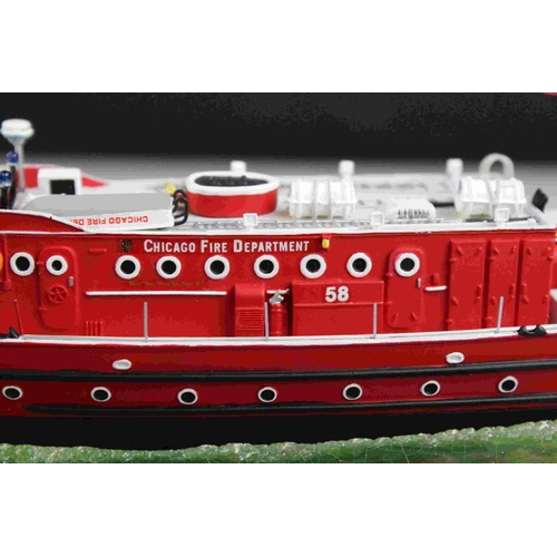 121 - Diecast Metal Chicago Fire Department ' Victor L Schlaeger ' Model of a Fire Boat held on a Stand si... 