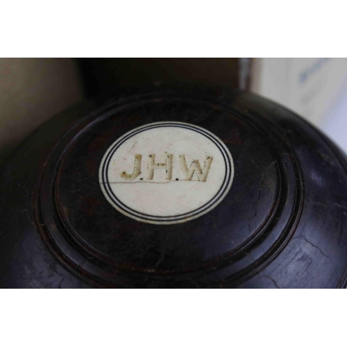 124 - Two Sets of Two Early 20th century Jaques of London Wooden Standard Bowls, contained in the original... 