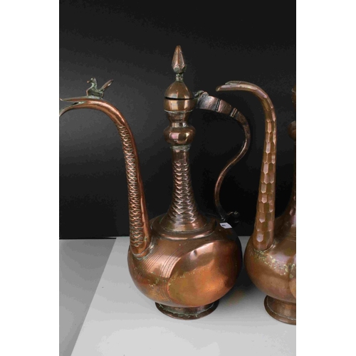 130 - Collection of Indian / Persian Metalware including Three Copper and One Brass Coffee Pots, Brass Emb... 