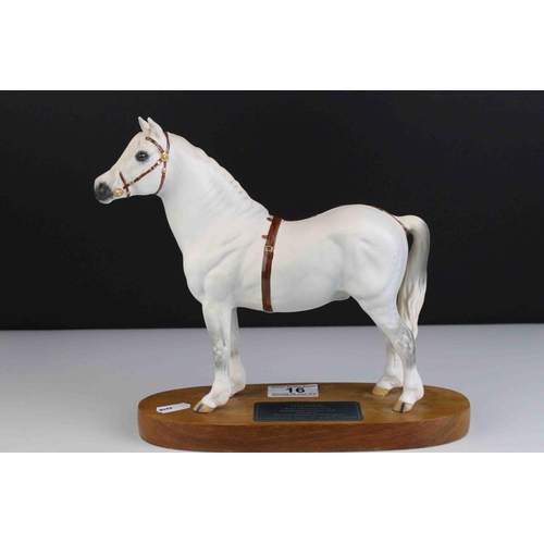 16 - Beswick Connoisseur Champion Welsh Mountain Pony Gredington Simwnt 3614 mounted on a wooden plinth.