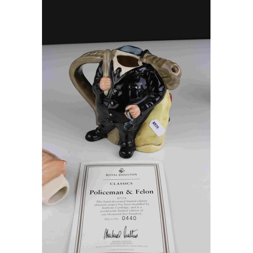 21 - Royal Doulton Limited Edition Character Teapot ' Policeman and Felon ' D7174, no. 440/1500, with COA... 