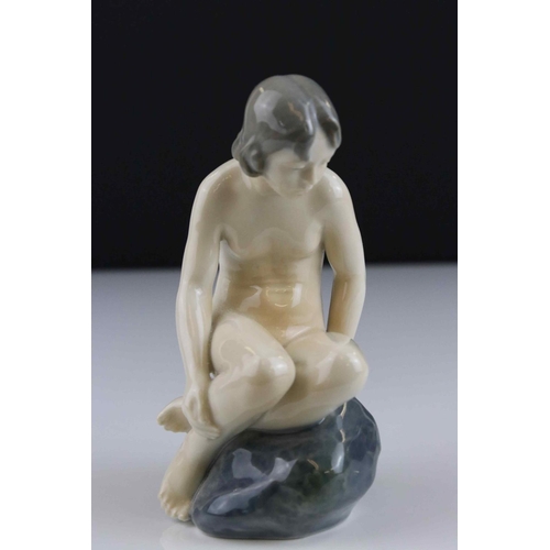 23 - Royal Copenhagen figure of a bathing woman, no 4027, 14cm tall.