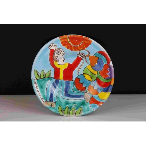 27 - Mid 20th century Italian Desimone Picasso style Dish, 12cm diameter.