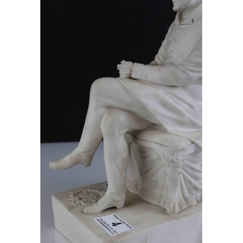 4 - 19th century Samuel Alcock & Co Parian ware figure of The Duke Of Wellington seated, 27cms tall