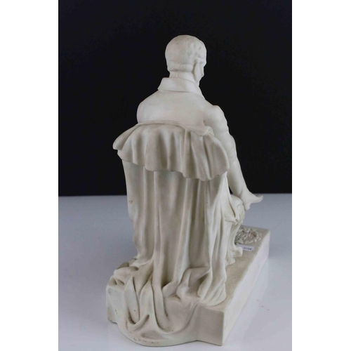 4 - 19th century Samuel Alcock & Co Parian ware figure of The Duke Of Wellington seated, 27cms tall