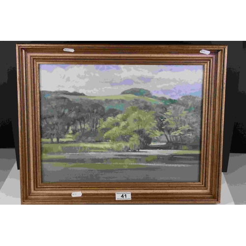 41 - Norman Battershill,  contemporary oil on board of rural river scene, signed, 30 x 40 cm