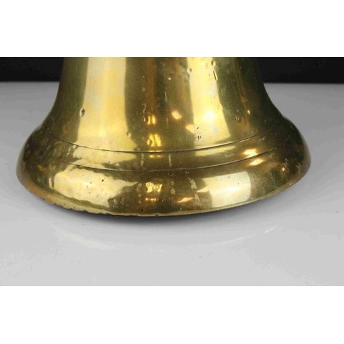 43 - Antique brass bell, probably a ships bell, 27cms high