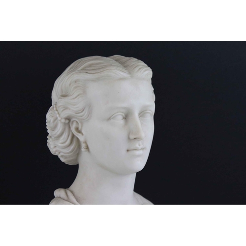 6 - 19th Copeland Parian ware bust of a young Queen Victoria, impressed mark  'Crystal Palace Art Union ... 