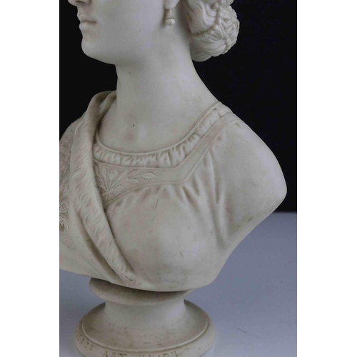 6 - 19th Copeland Parian ware bust of a young Queen Victoria, impressed mark  'Crystal Palace Art Union ... 