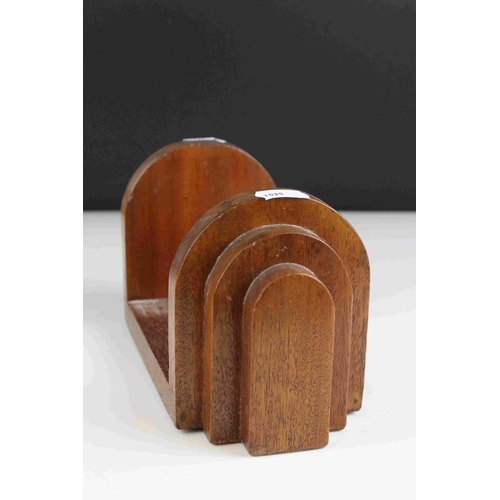 64 - Art Deco Mahogany Sliding Book Rack, 12cms high