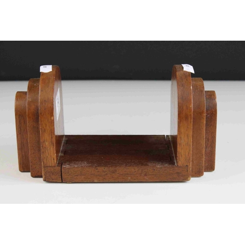 64 - Art Deco Mahogany Sliding Book Rack, 12cms high