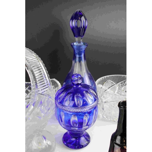 73 - A collection of cut glass to include flower baskets and decanter together with a small quantity of c... 