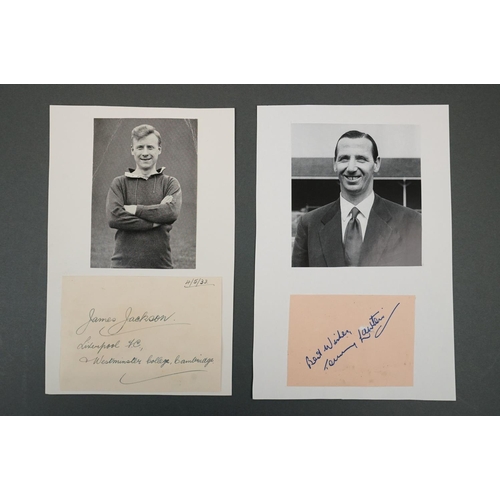 187 - Football autographs - Nine player autographs, most laid down to card, to include Tommy Lawton, Raich... 