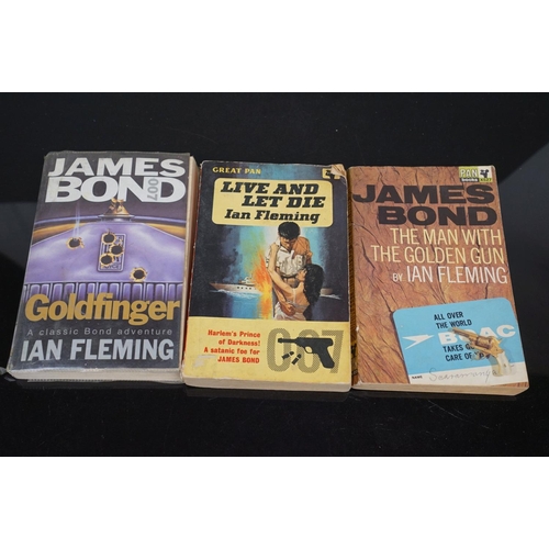 369 - A collection of five vintage pan paperback James Bond 007 books.