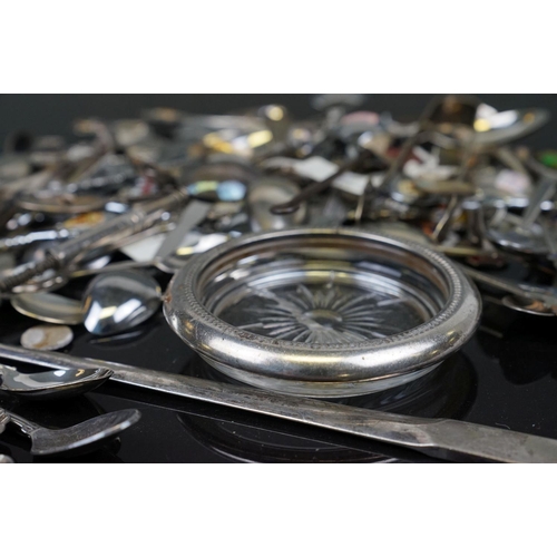 373 - A collection of silver plated crested spoons together with other silver plated cutlery to include a ... 