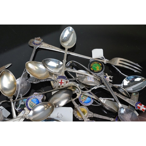 373 - A collection of silver plated crested spoons together with other silver plated cutlery to include a ... 