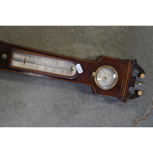 402 - An antique Kidby Weeley mahogany cased banjo barometer.