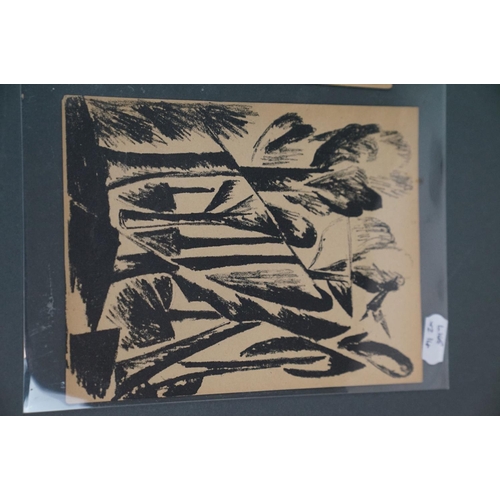 407 - Russian School 1932, a pair of abstract lithograph prints in monochrome (having extensive pen and in... 